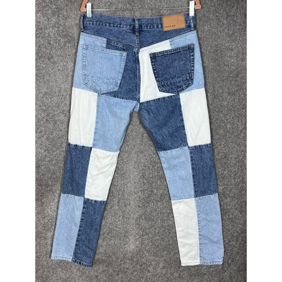 PacSun Vintage Loose Jeans Mens Size 31x29 Blue White Patchwork Straight Leg - Picture 2 of 12